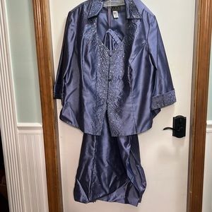 Periwinkle Alex Evenings Formal Suit with jacket and skirt 22W Beaded